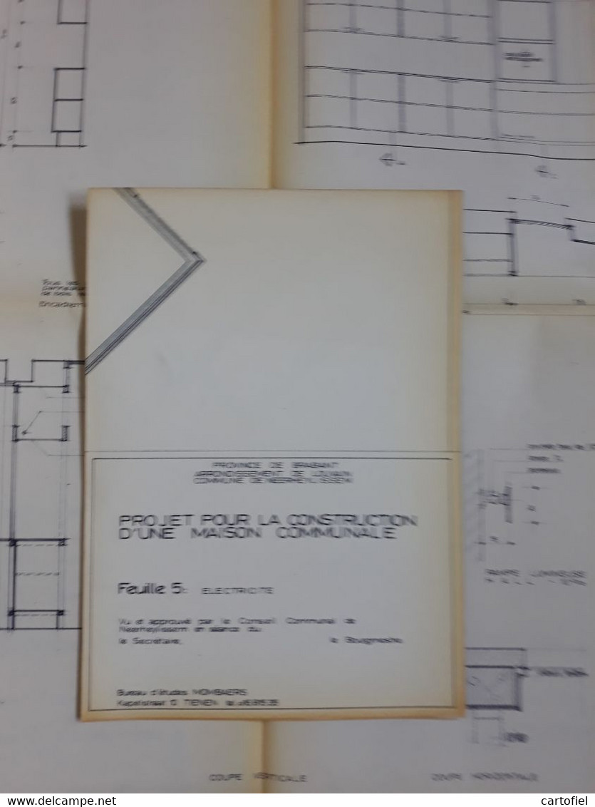 NEERHEYLISSEM-LOT-5 PLANS D'ARCHITECTE-RESTAURATIONS-CONSTRUCTONS-ECOLE+MAISON-COMMUNALES-1969-VOYEZ 11 FOTOS-RARE!!!