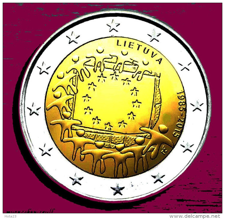 2015 Lithuania - Lietuva  - 2 - Euro --30 - Years - Of - EU Flag  From Mint Roll  TODAY IN STOCK - Lituanie