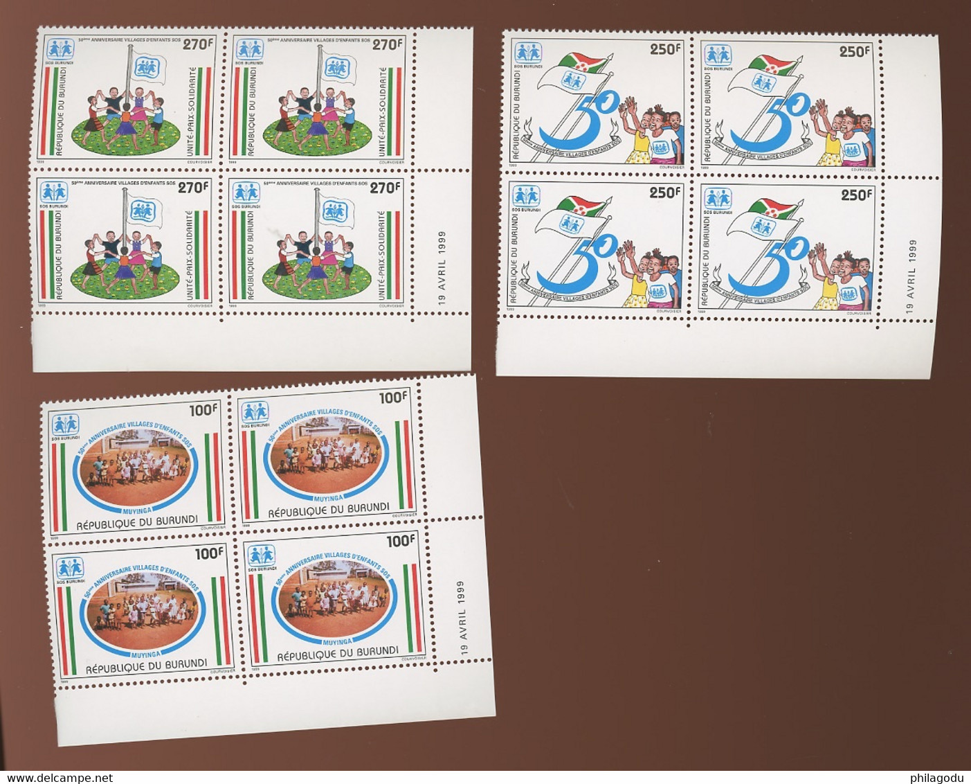 1998. Burundi   4x 1086-1088 **.  Villages D'Enfants - Nuevos