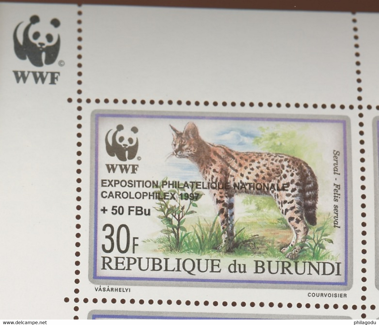 1997. Burundi   Feuillet De 8 **.  WWF Félins. Avec Surcharge De L'expo Carolinphilex 1997.  Très Petit Tirage - Neufs