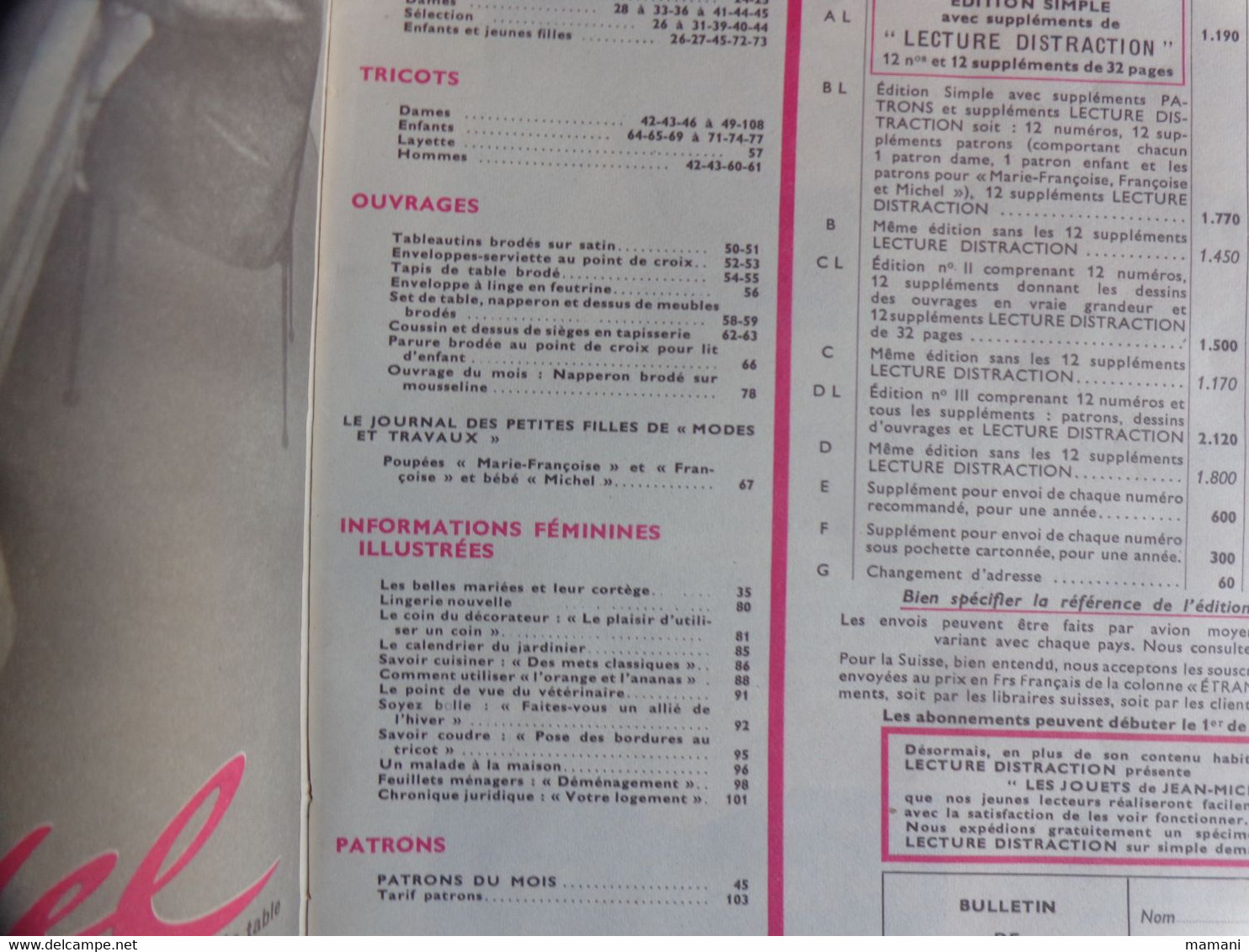 2 Revues Mode Et Travaux (explications De Vetements Pour Francoise Et Michel) Janvier 1959 Et Octobre 1957 - Autres & Non Classés