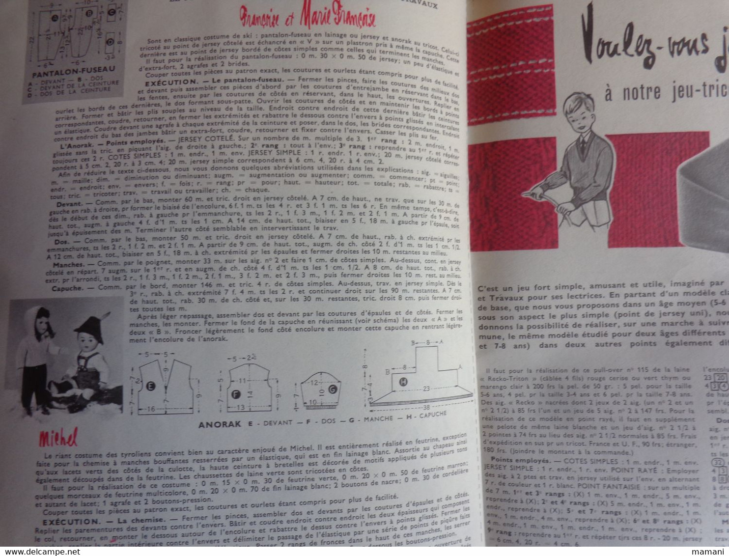 2 revues mode et travaux (explications de vetements pour francoise et michel) janvier 1959 et octobre 1957