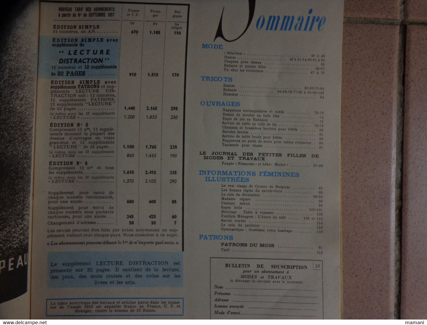 2 revues mode et travaux (explications de vetements pour francoise et michel) janvier 1959 et octobre 1957