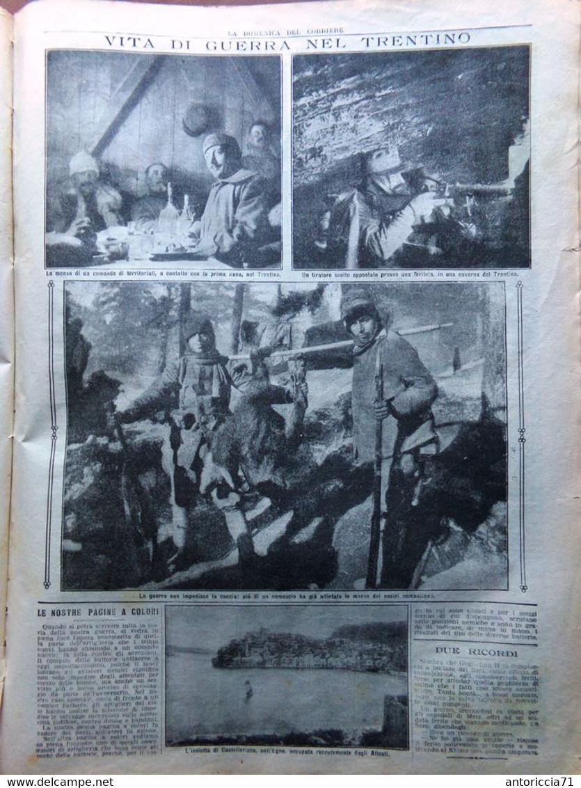 La Domenica Del Corriere 16 Gennaio 1916 WW1 Alpini Trentino Armi Pietro Russia - Guerra 1914-18