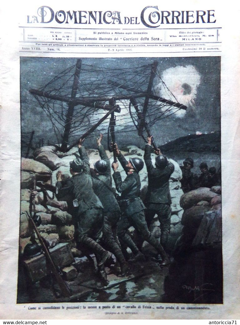 La Domenica Del Corriere 2 Aprile 1916 WW1 Alessandro Cadorna Serbia Portogallo - Guerra 1914-18