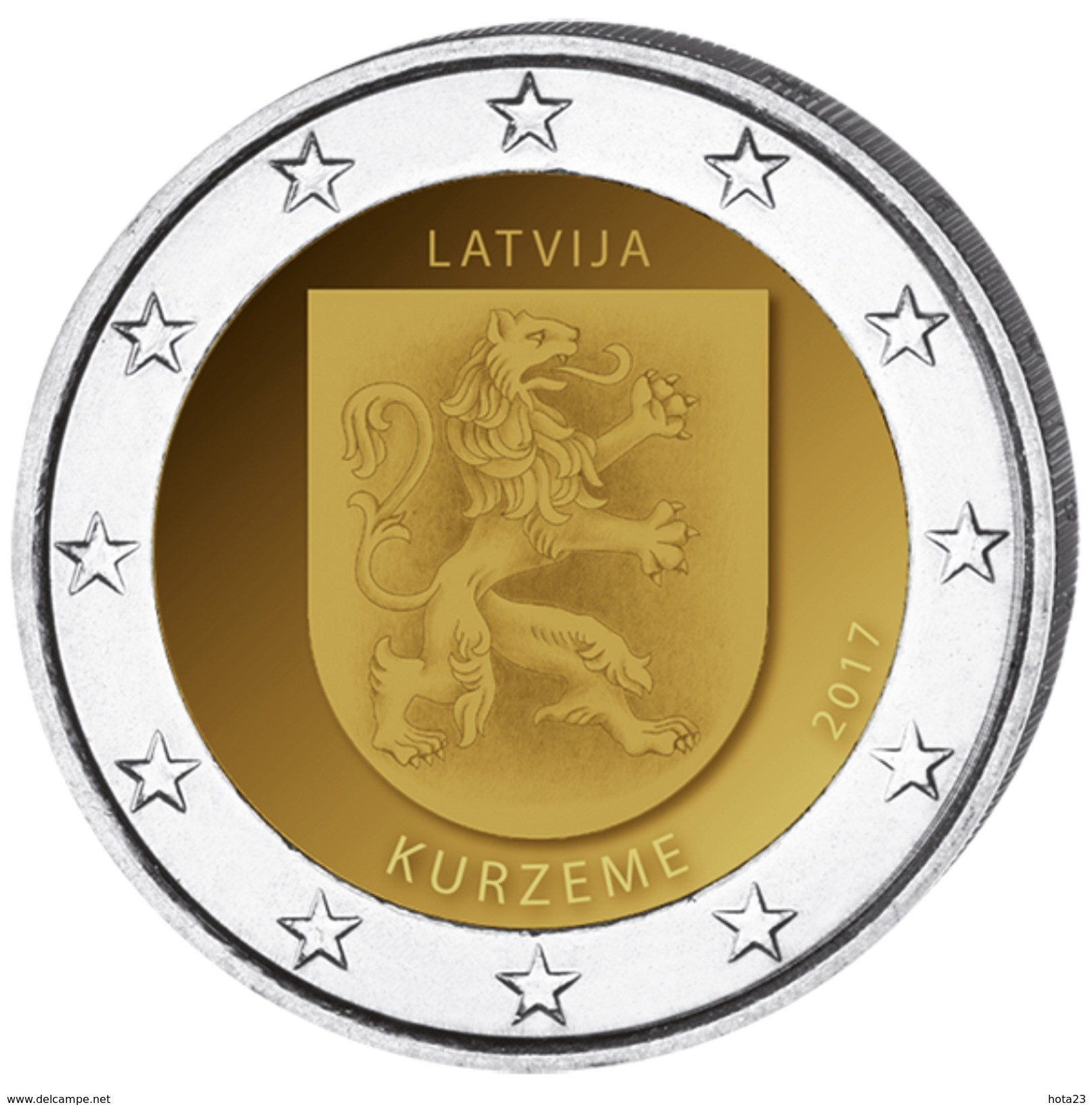 2 Euro COIN  Latvia 2017  Region  ~~ KURZEME KURLAND ~~ Commemorative Coin LETTLAND LETTONIA  UNC FROM  MINT ROLL - Latvia