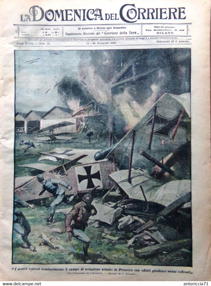 La Domenica Del Corriere 17 Dicembre 1916 WW1 Kultur Verhaeren Macedonia Serbi - Guerra 1914-18