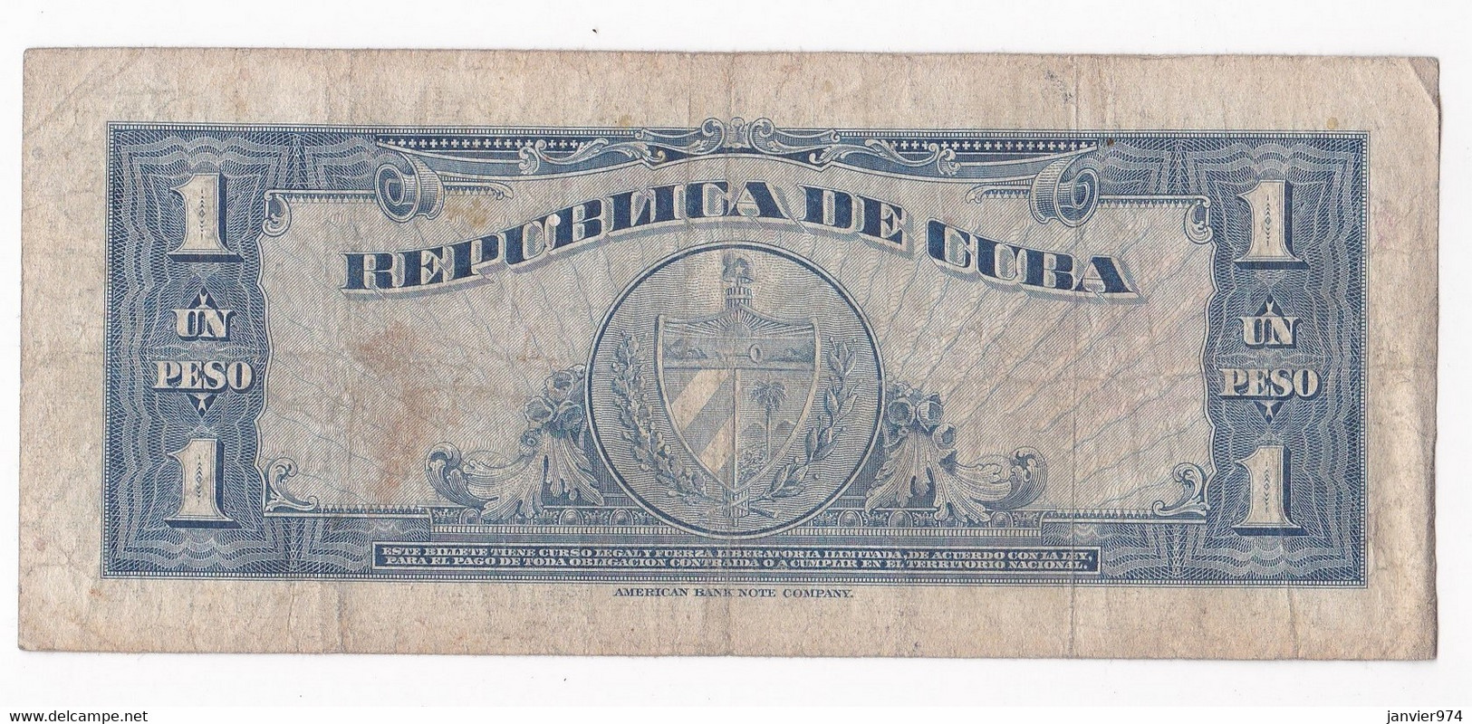 Cuba 1 Peso José Martí 1960, N° B842890A , Billet Ayant Circulé - Cuba