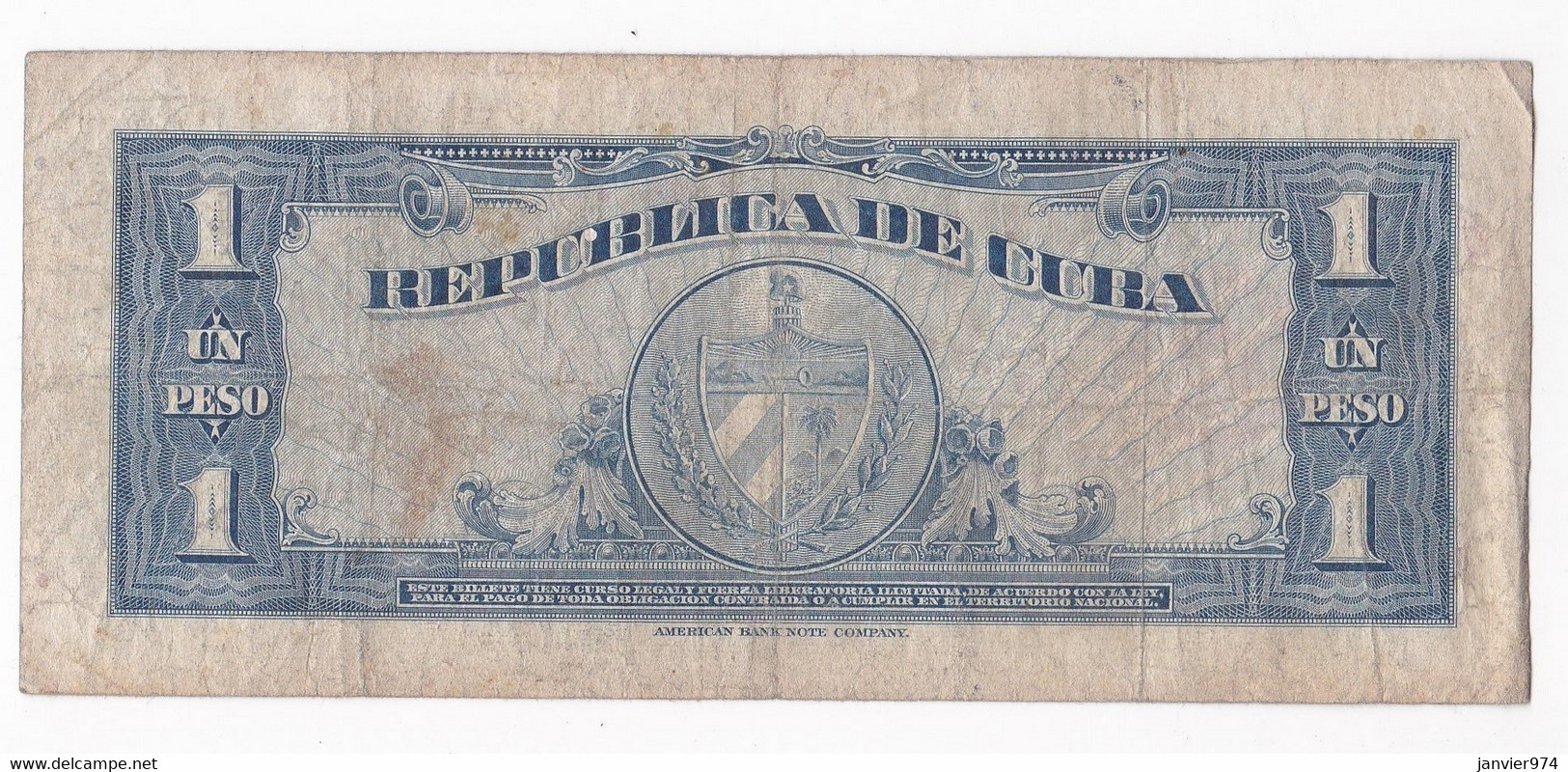 Cuba 1 Peso José Martí 1960, N° B842890A , Billet Ayant Circulé - Kuba