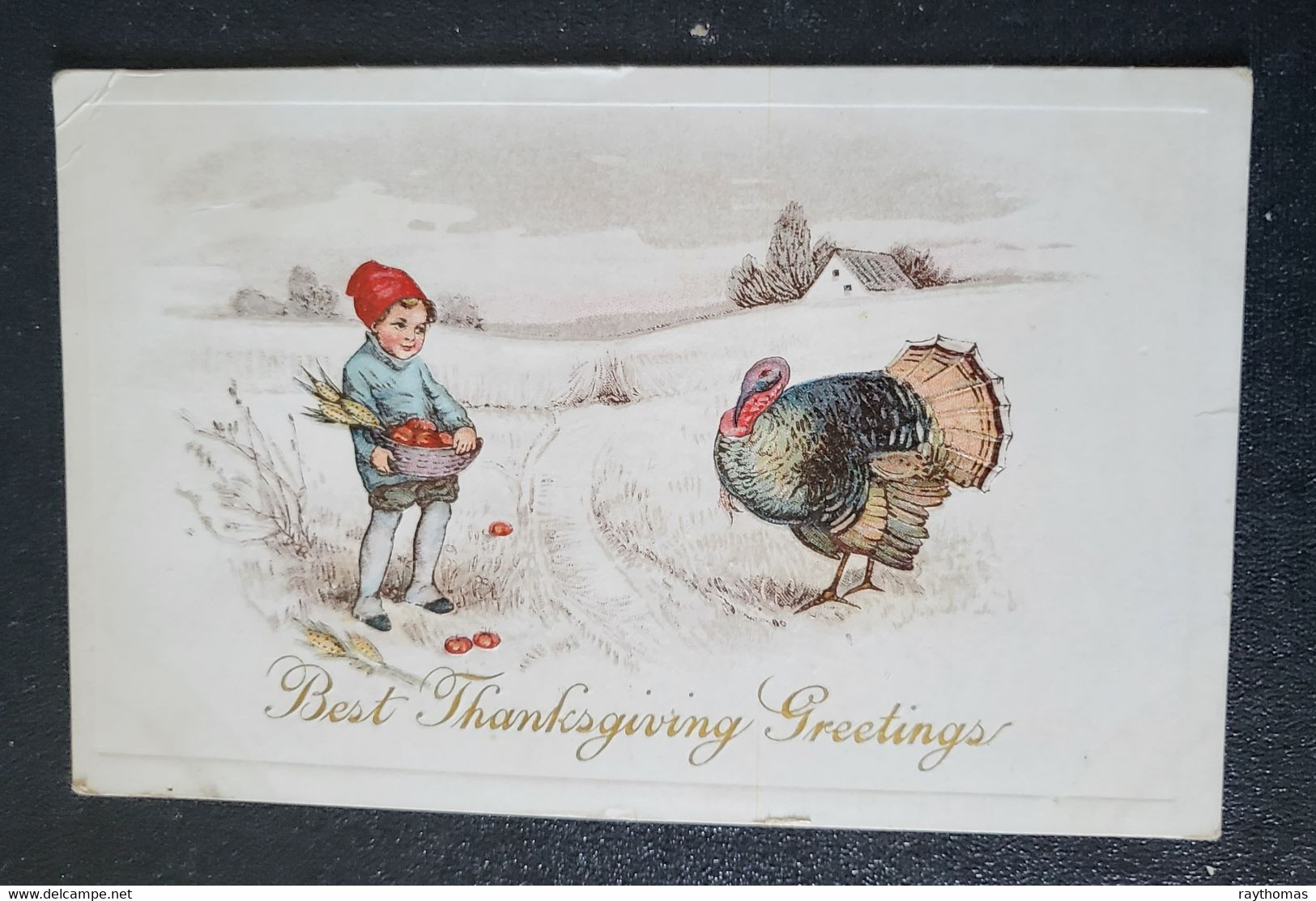 5   VERY OLD AMERICAN THANKSGIVING DAY POSTCARDS - 2  EMBOSSED. - Thanksgiving