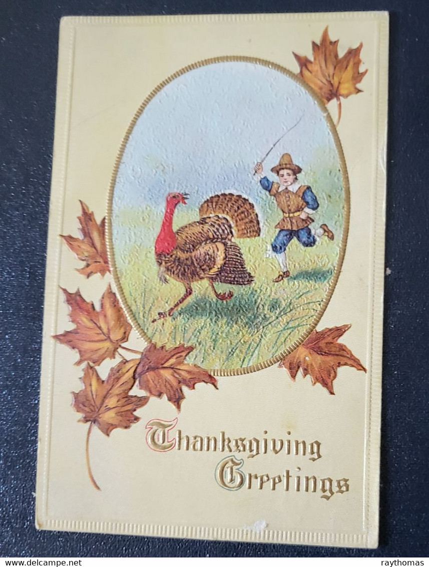 5   VERY OLD AMERICAN THANKSGIVING DAY POSTCARDS - 2  EMBOSSED.