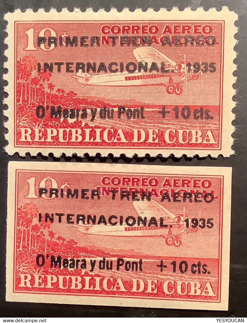 Cuba Republic Air Post 1935 Sc. C16-17 VF MLH * 10c+10c O‘MEARA Y DU PONT FLIGHT (airmail Aviation Correo Aero - Luftpost