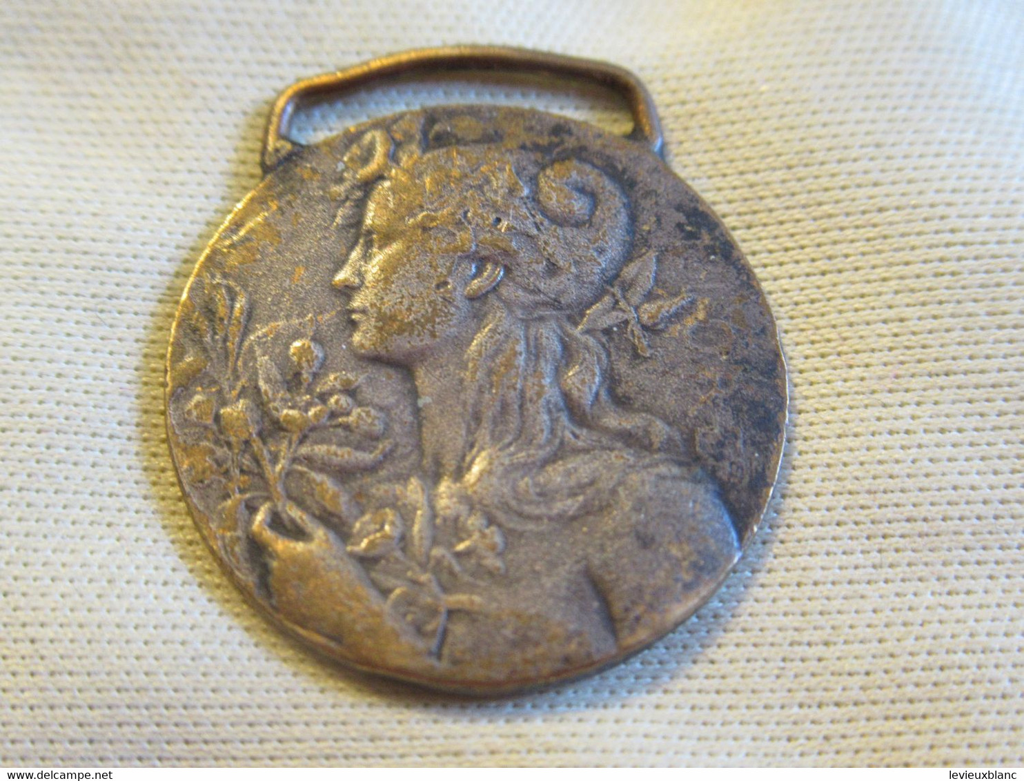 Petite Médaille  Avec Béliere Pour Ruban / Flore & Pomone /Fin XIXéme-début XXème Siècle  BIJ127 - Pendentifs