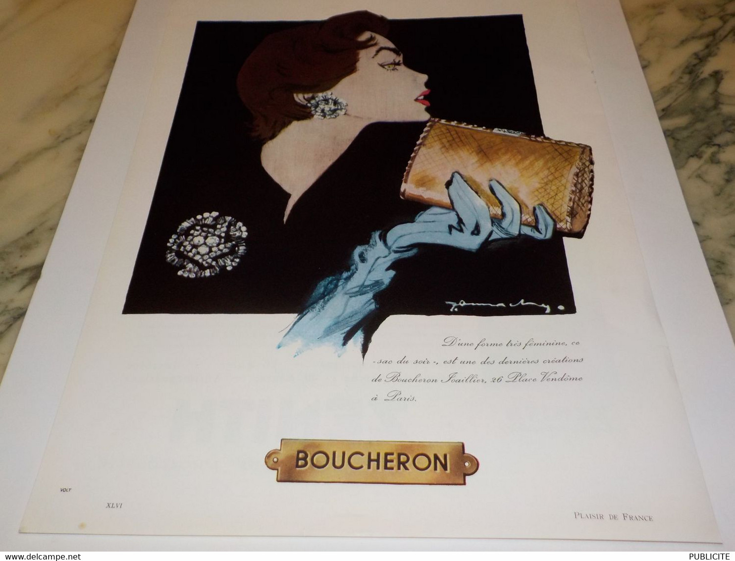 ANCIENNE PUBLICITE  CREATION SAC JOAILLIER BOUCHERON 1953 - Autres & Non Classés