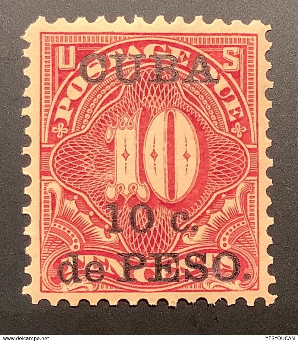 US OCCUPATION POSTAGE DUE STAMP Sc.J4  XF MNH** 1899 Cuba 10c Deep Claret (USA - Nuovi