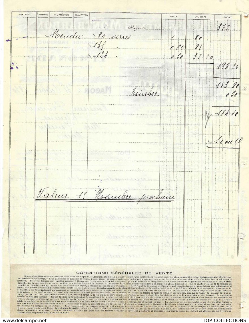 1930  ETABLISSEMENTS MONTBARDON à Macon Saone Et Loire Grande Fabrique De Limonade Pour Demenge Macon B.E.VOIR SCANS - 1900 – 1949