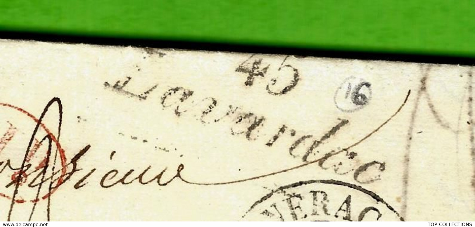 1831 LAC CURSIVE MARQUE « 45 Lavardac »  De Pont De Bordes Lot Et Garonne Pour Arblade Le Haut  Près Nogaro Gers +CACHET - 1801-1848: Precursores XIX