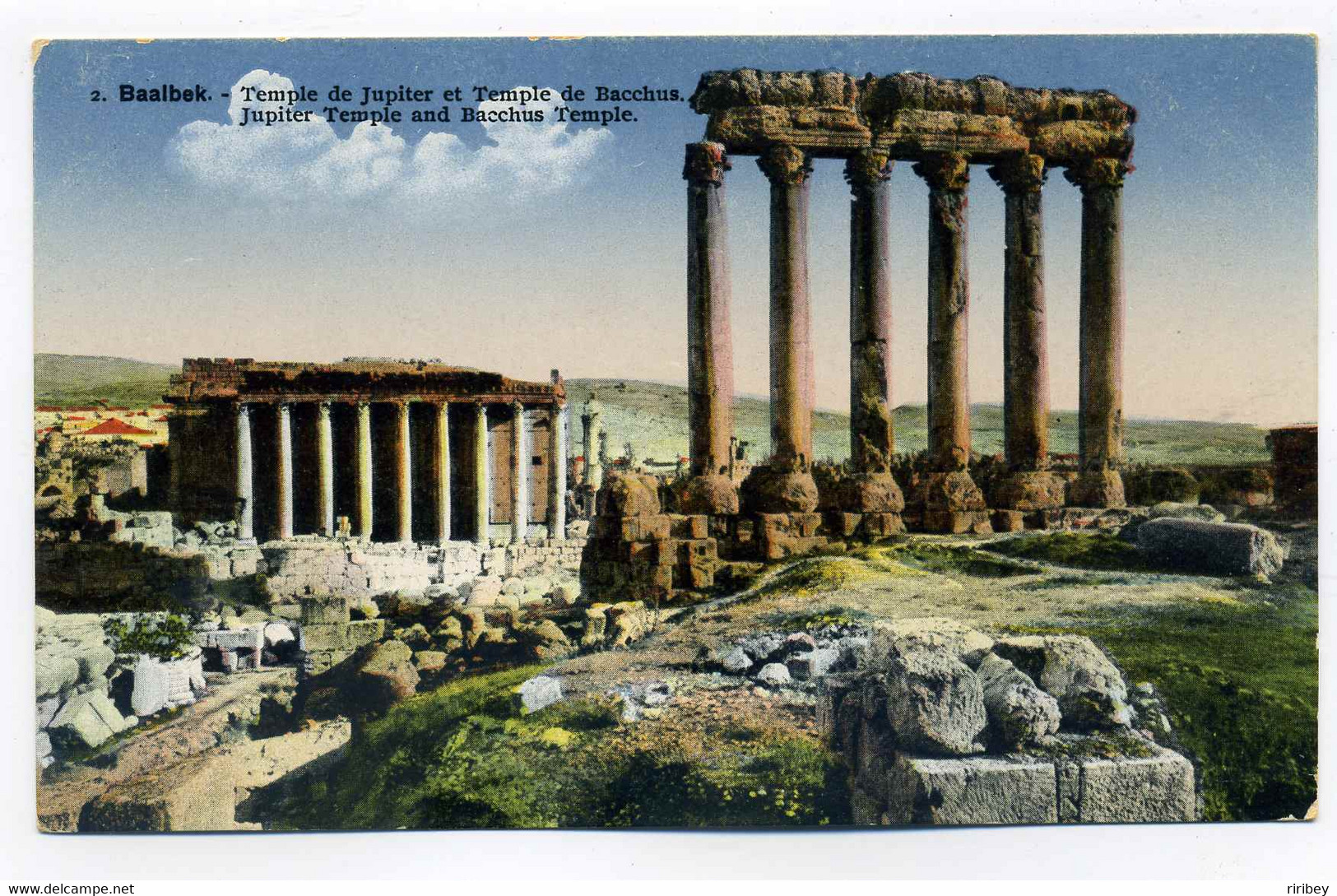 CPA  BAALBECK /  Temple De Jupiter Et Temple De Bacchua ( Colorisé)   Neuve - Liban