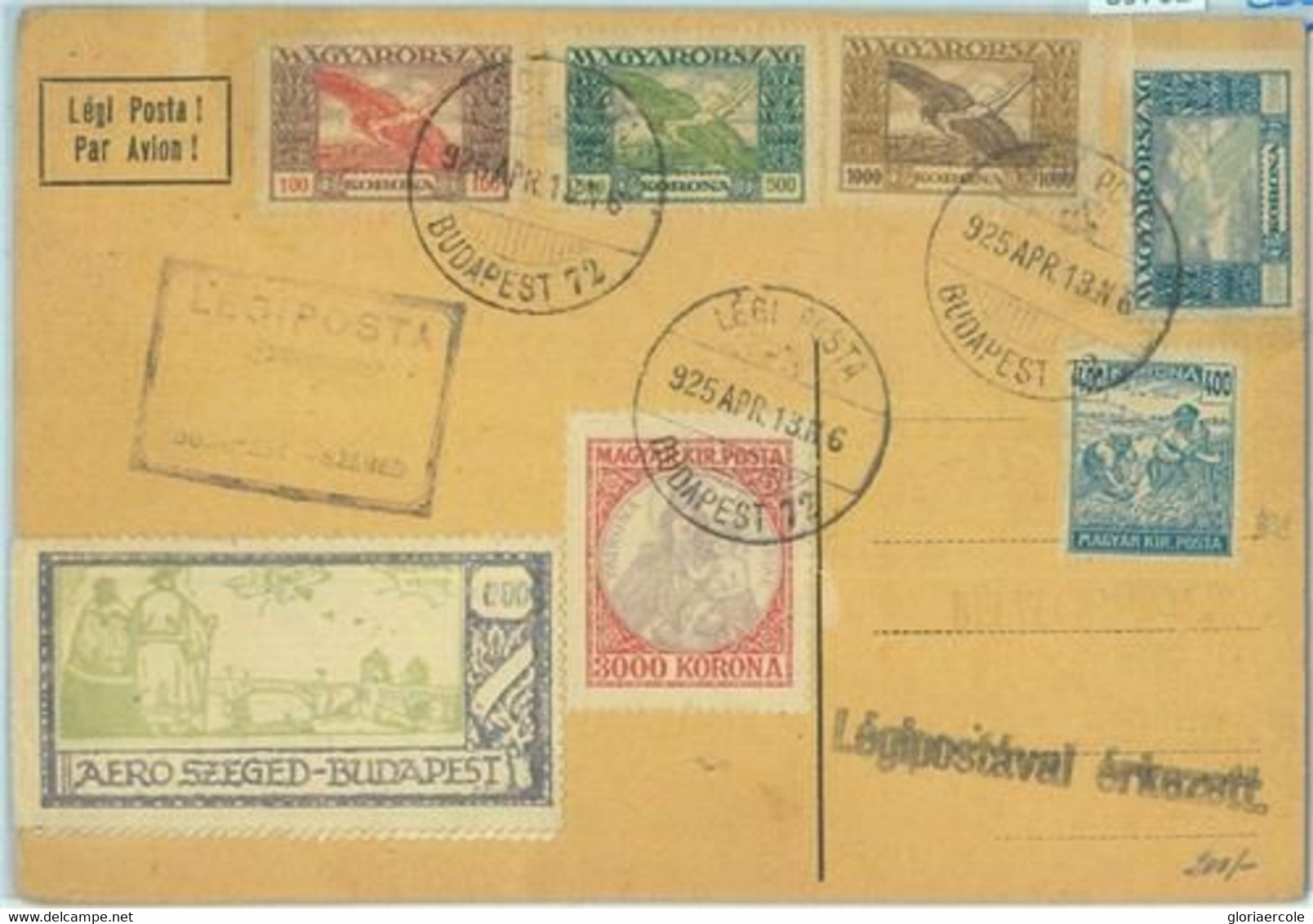 89782 - HUNGARY - Postal History - FIRST FLIGHT Card 1926 : Internal Airmail - Otros & Sin Clasificación