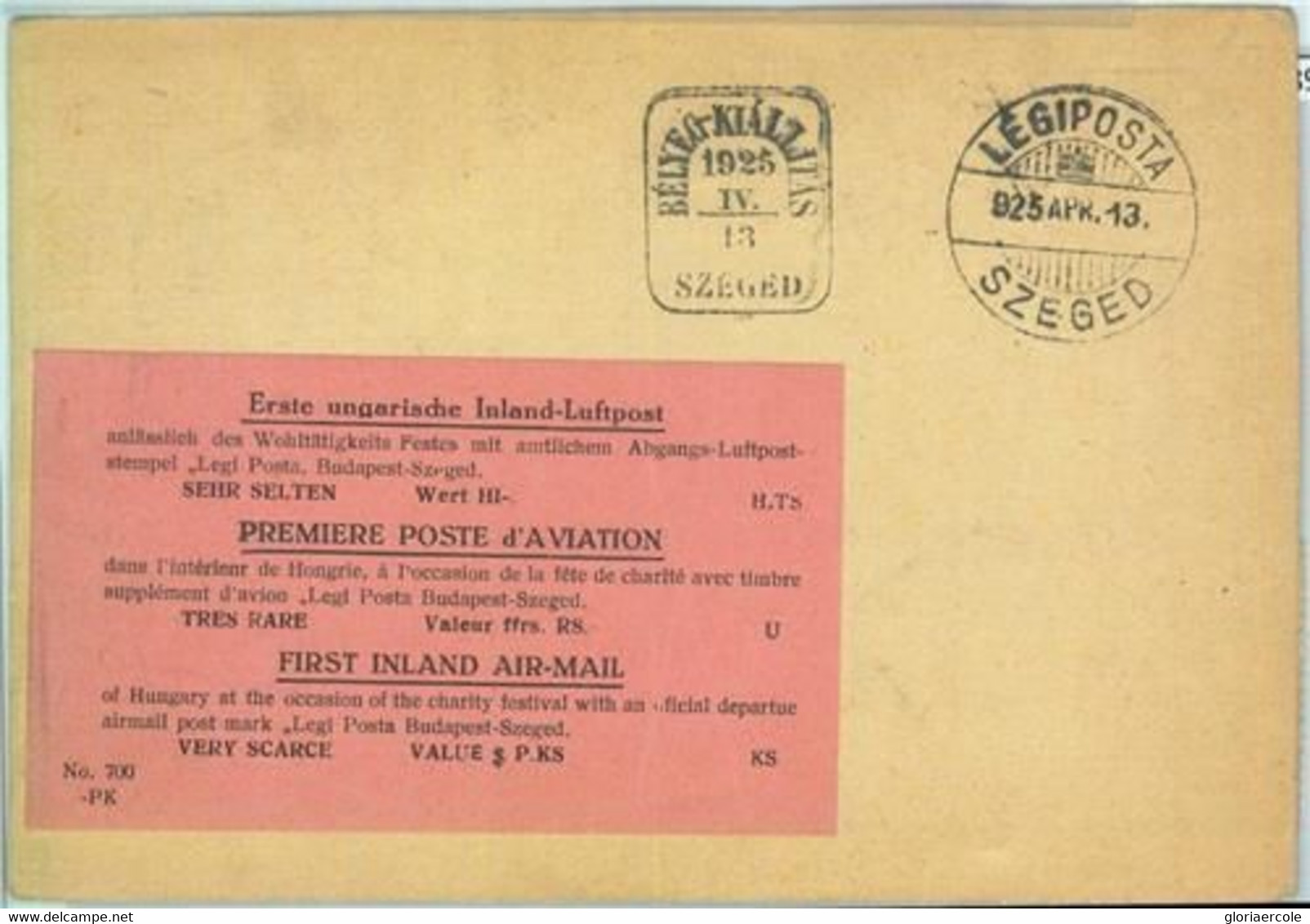 89782 - HUNGARY - Postal History - FIRST FLIGHT Card 1926 : Internal Airmail - Autres & Non Classés