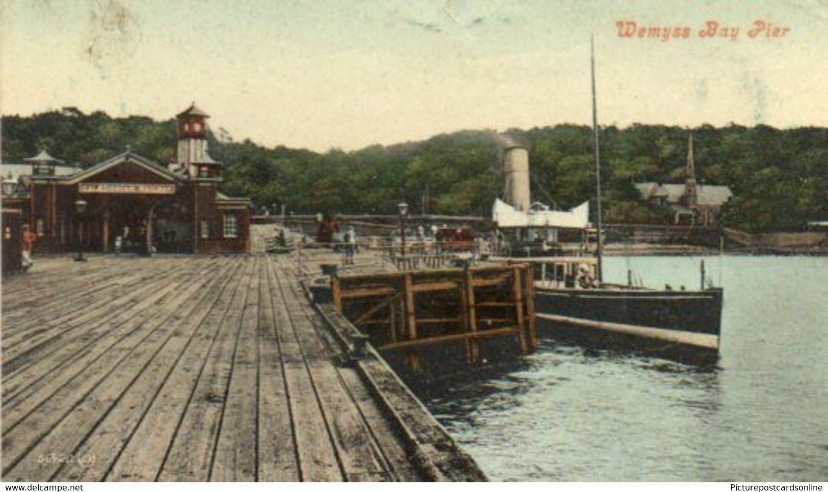 WEMYSS BAY PIER OLD COLOUR POSTCARD SCOTLAND - Renfrewshire