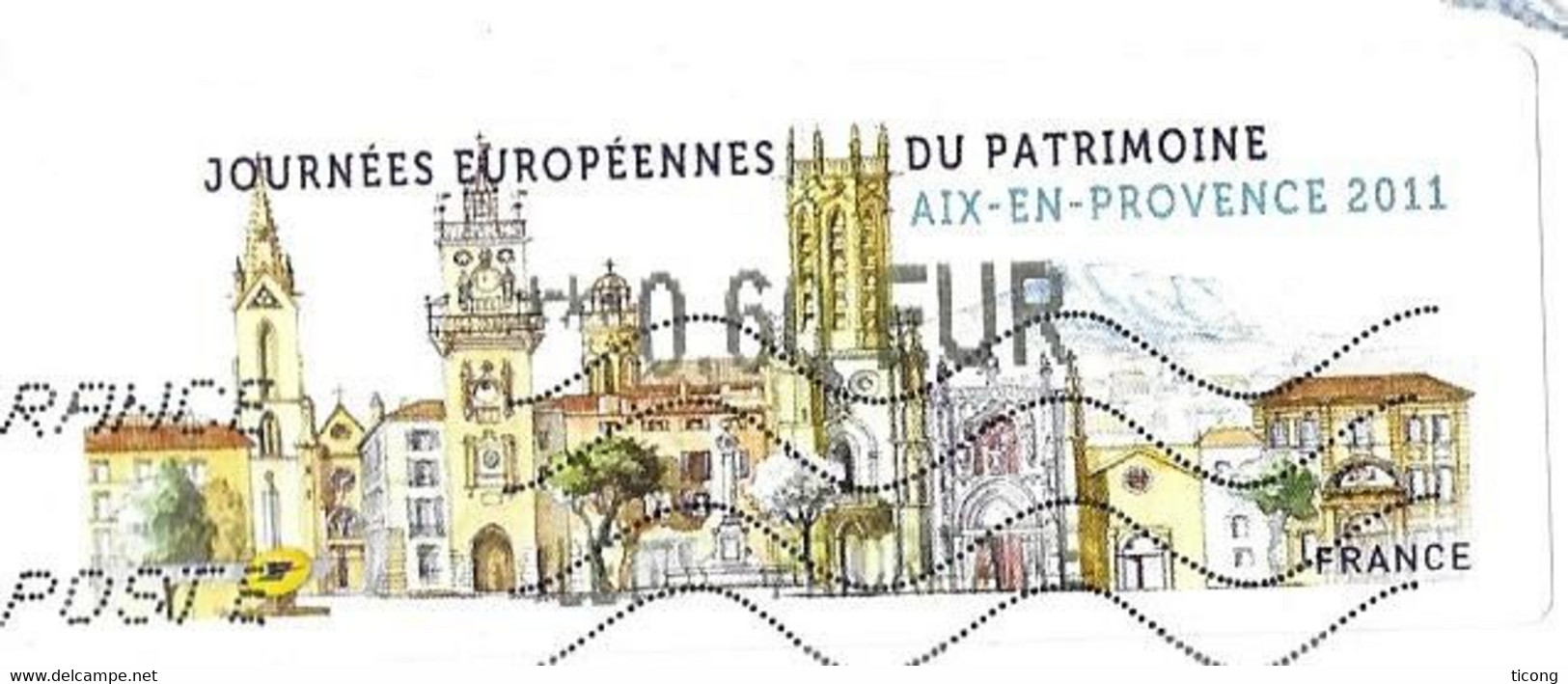 JOURNEE EUROPEENNES DU PATRIMOINE A AIX EN PROVENCE 2011 - VIGNETTE ILLUSTREE ( SANS LA MENTION LETTRE ) HYDRAVION... - Covers & Documents