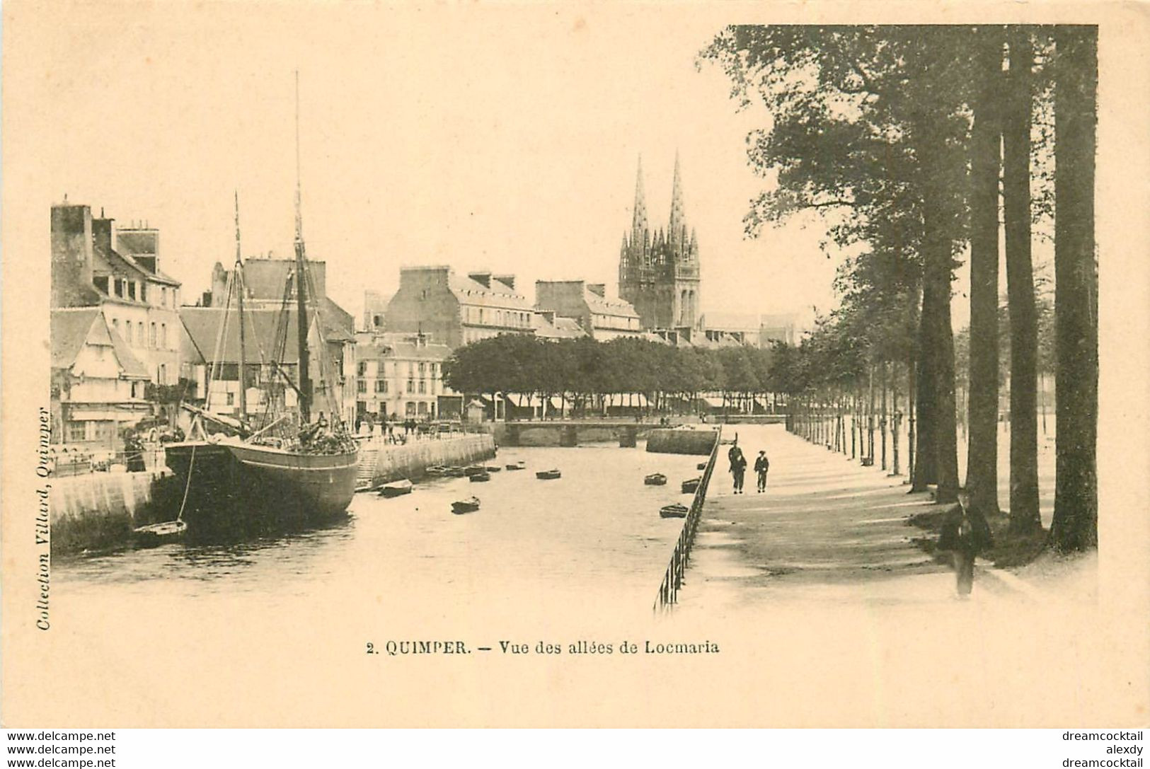 (D) 2 X Cpa 29 MORLAIX & QUIMPER. Hôtel De Ville Place Thiers Et Les Allées De Locmaria Vers 1900 - Morlaix