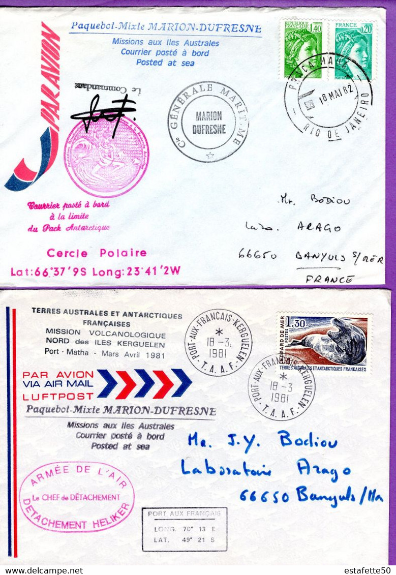 TAAF; 1981,1982;2 Enveloppes : Expédition Aux Iles Australes - Covers & Documents