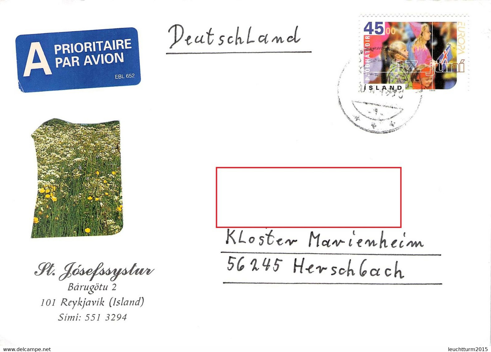 ICELAND - AIRMAIL 1998 > HERSCHBACH/DE / ZB 27 - Covers & Documents