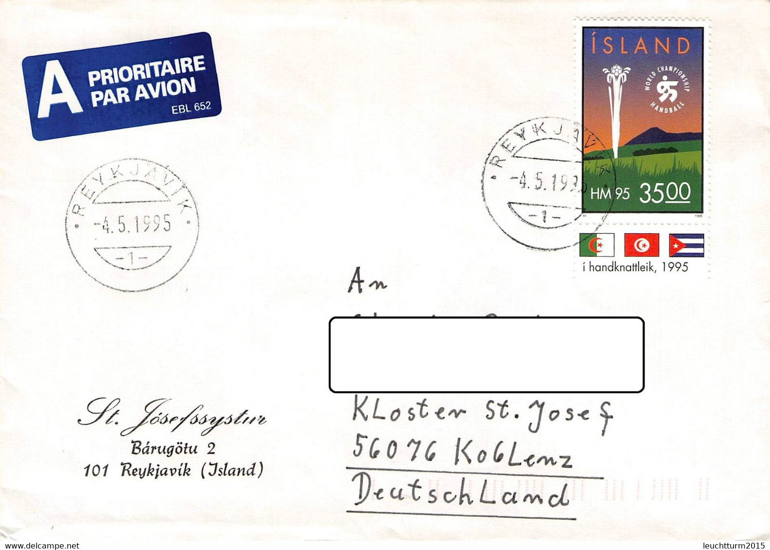 ICELAND - AIRMAIL 1995 > KOBLENZ/DE / ZB 30 - Briefe U. Dokumente