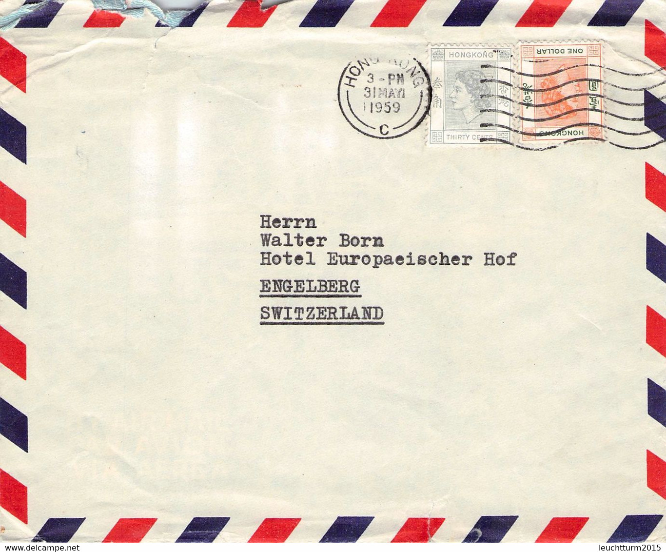 HONG KONG - AIRMAIL 1959 > ENGELBERG/CH / ZB 32 - Covers & Documents