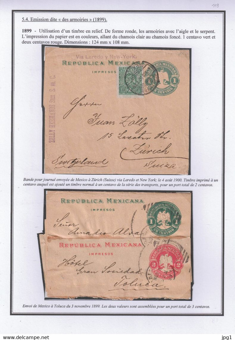 MEXICO - MEXIQUE : Postal Stationery - Entier Postal : Bandes Pour Journaux. Armoiries 1899 - Mexiko