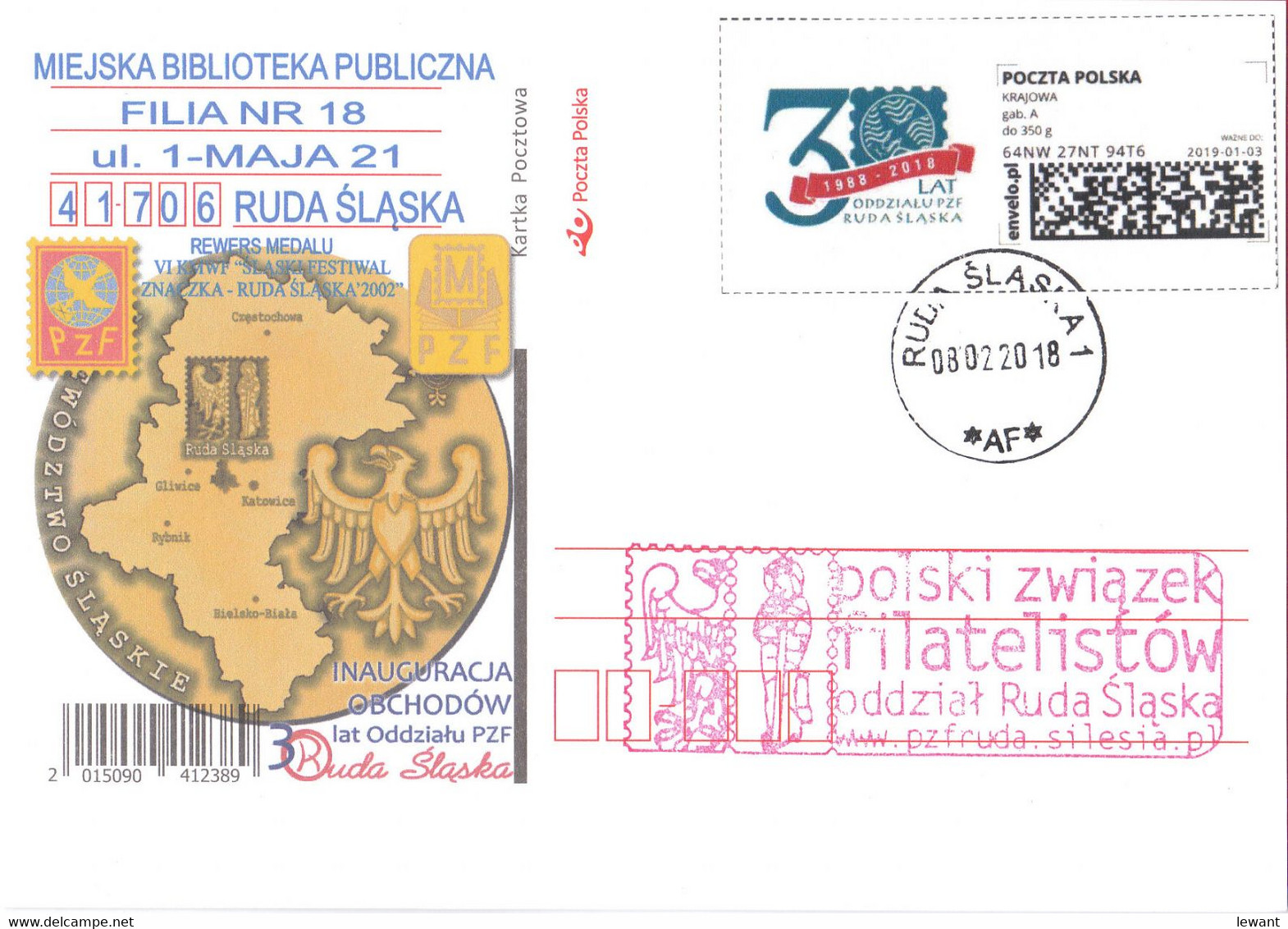 POLAND Envelo Stamp Ruda Slaska - 2018 - POWA - Covers & Documents