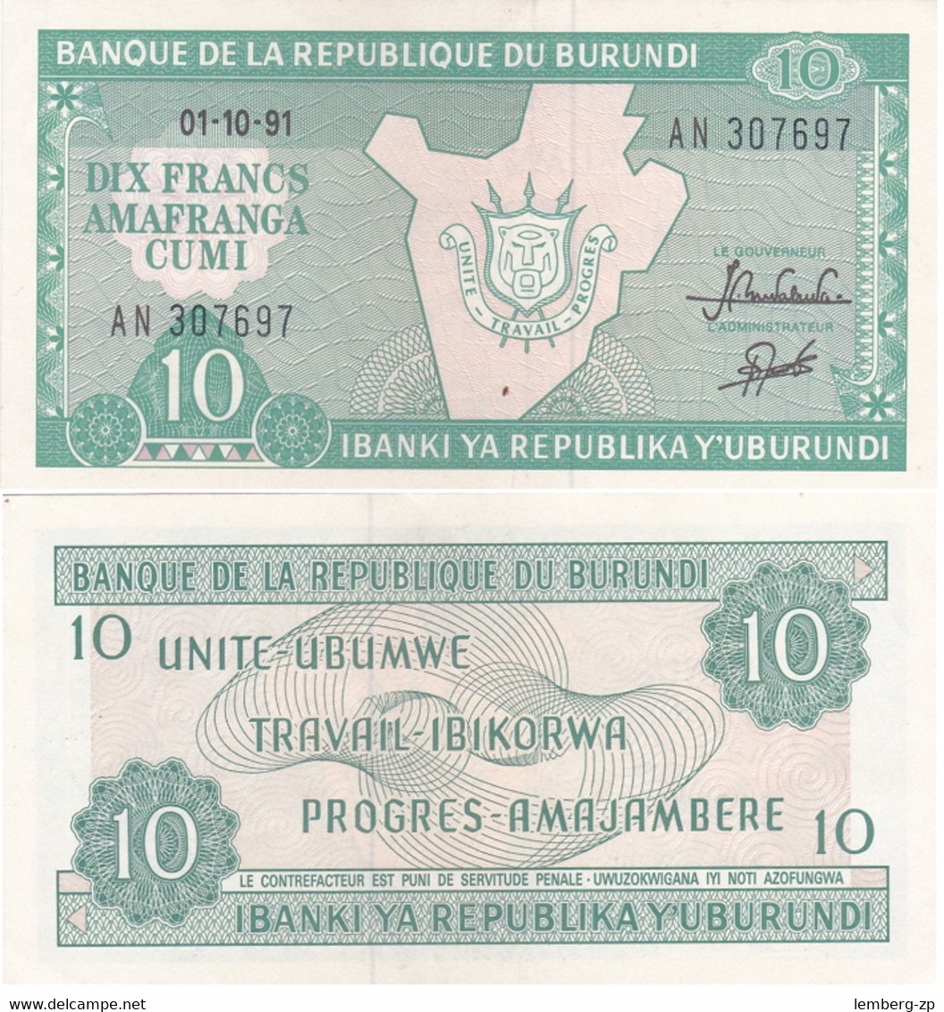Burundi - 10 Francs 1991 P. 33b UNC Lemberg-Zp - Burundi