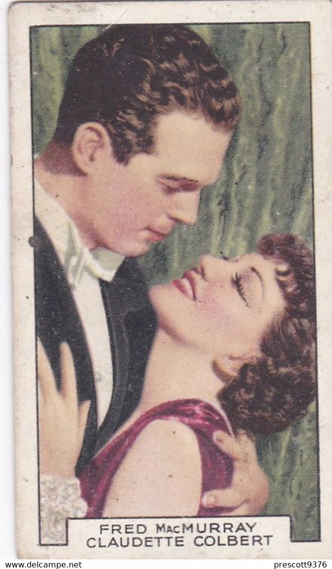 Film Partners 1935 - 2 Fred MacMurray Claudette Colbert "Gilded Lily"  - Gallaher Cigarette Card - Original - Gallaher