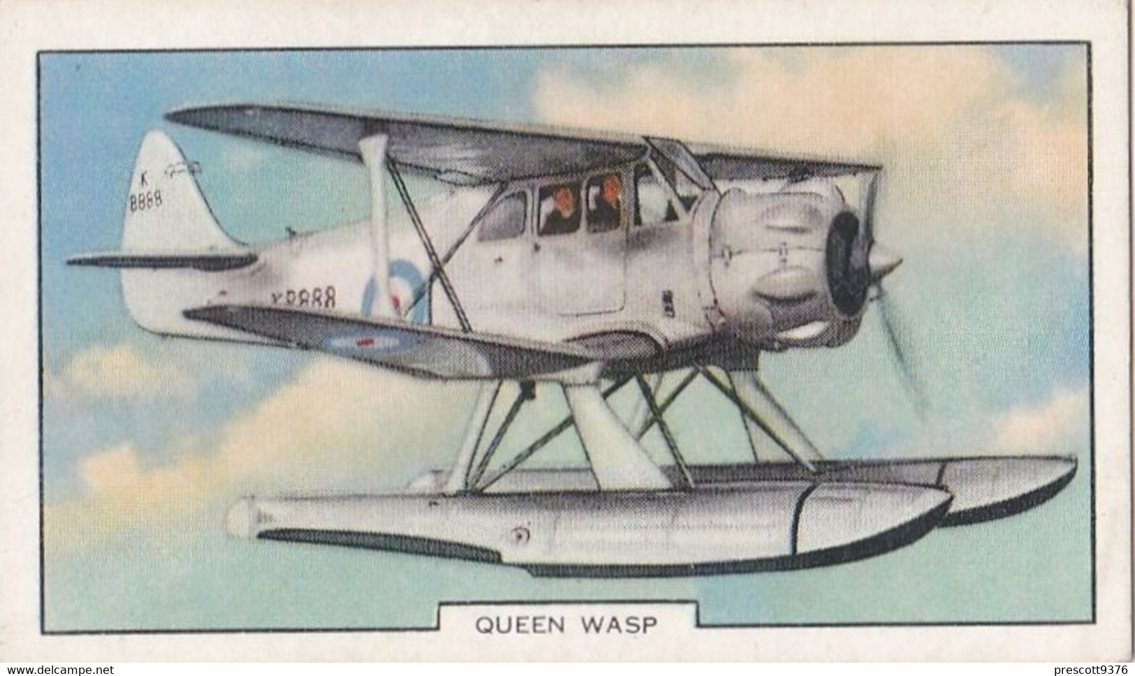 Aeroplanes 1939 - Queen Wasp, Flying Boat - Gallaher Cigarette Card - Original, Military Aircraft - Gallaher