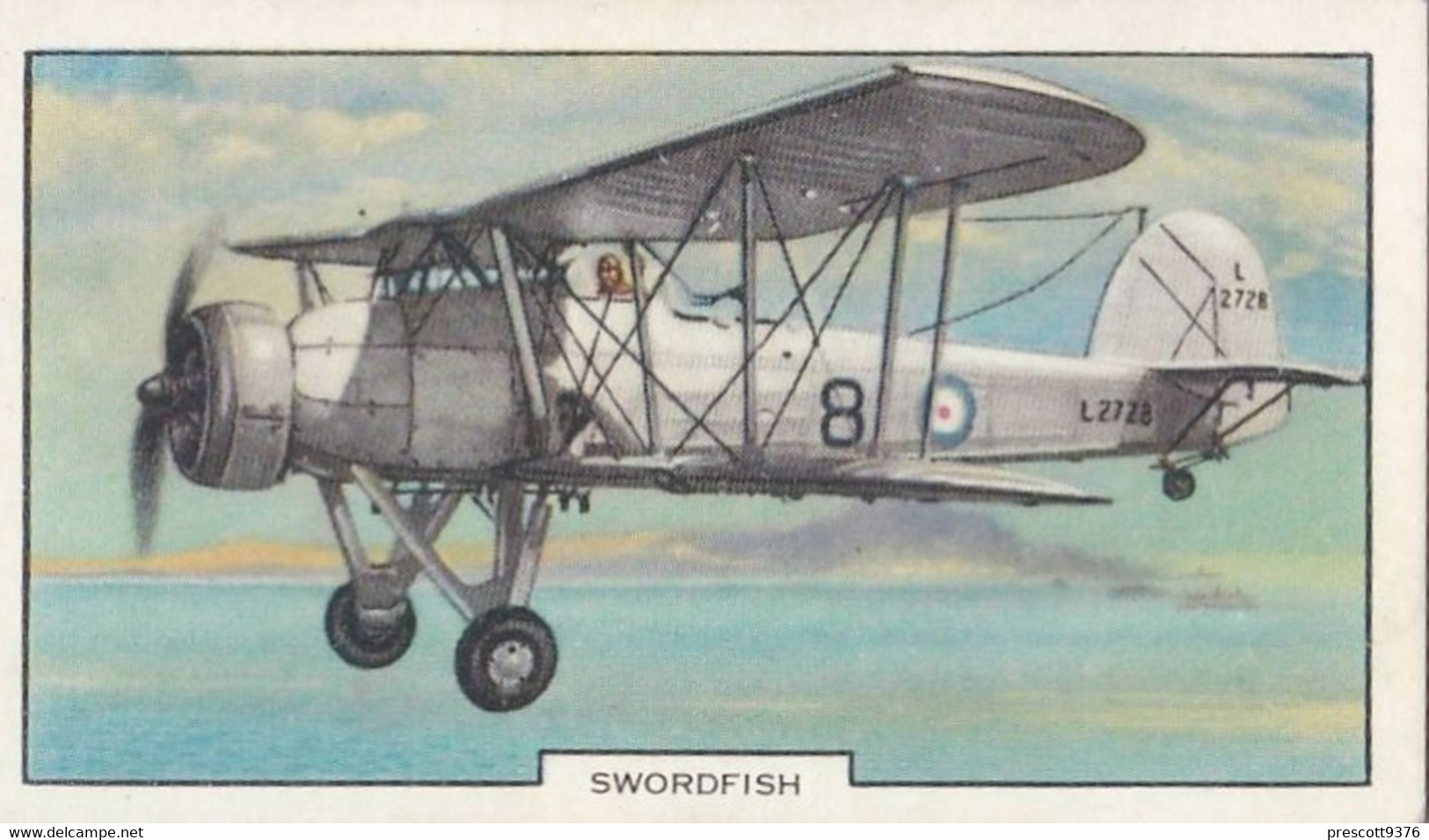 Aeroplanes 1939 - Fairey Swordfish - Gallaher Cigarette Card - Original, Military Aircraft - Gallaher
