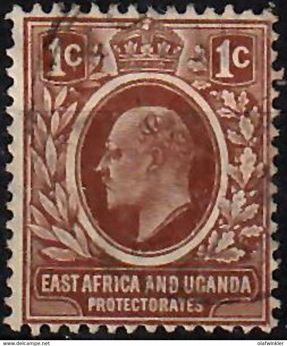 1908 King Edward VII New Currency 1c.  SG 34 / Sc 31 / YT 124 / Mi 33 Used / Oblitéré / Gestempelt [mu] - Protectorados De África Oriental Y Uganda