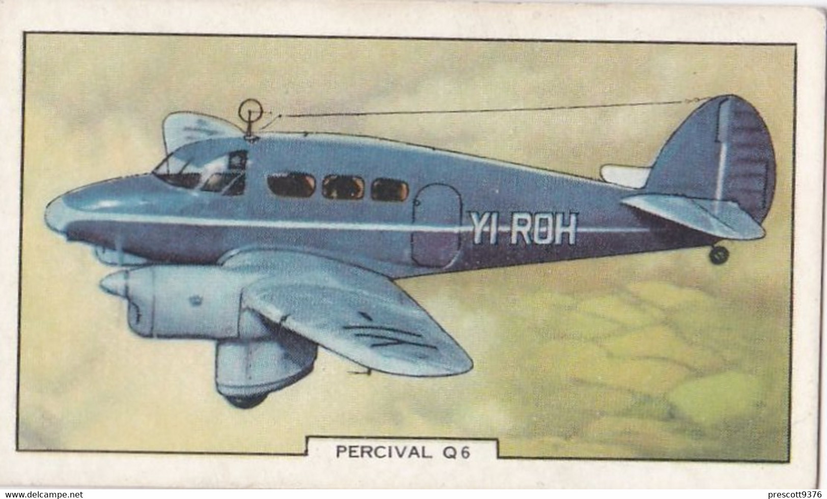 Aeroplanes 1939 - 33 Percival Q6 - Gallaher Cigarette Card - Original, Military Aircraft - Gallaher