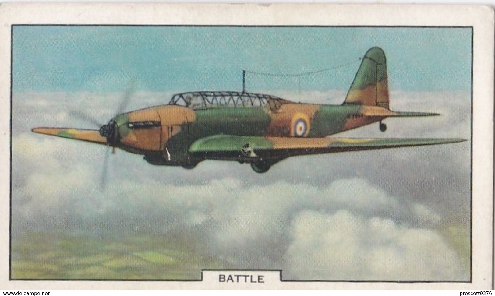 Aeroplanes 1939 - 35 Fairey Battle, Medium Bomber - Gallaher Cigarette Card - Original, Military Aircraft - Gallaher