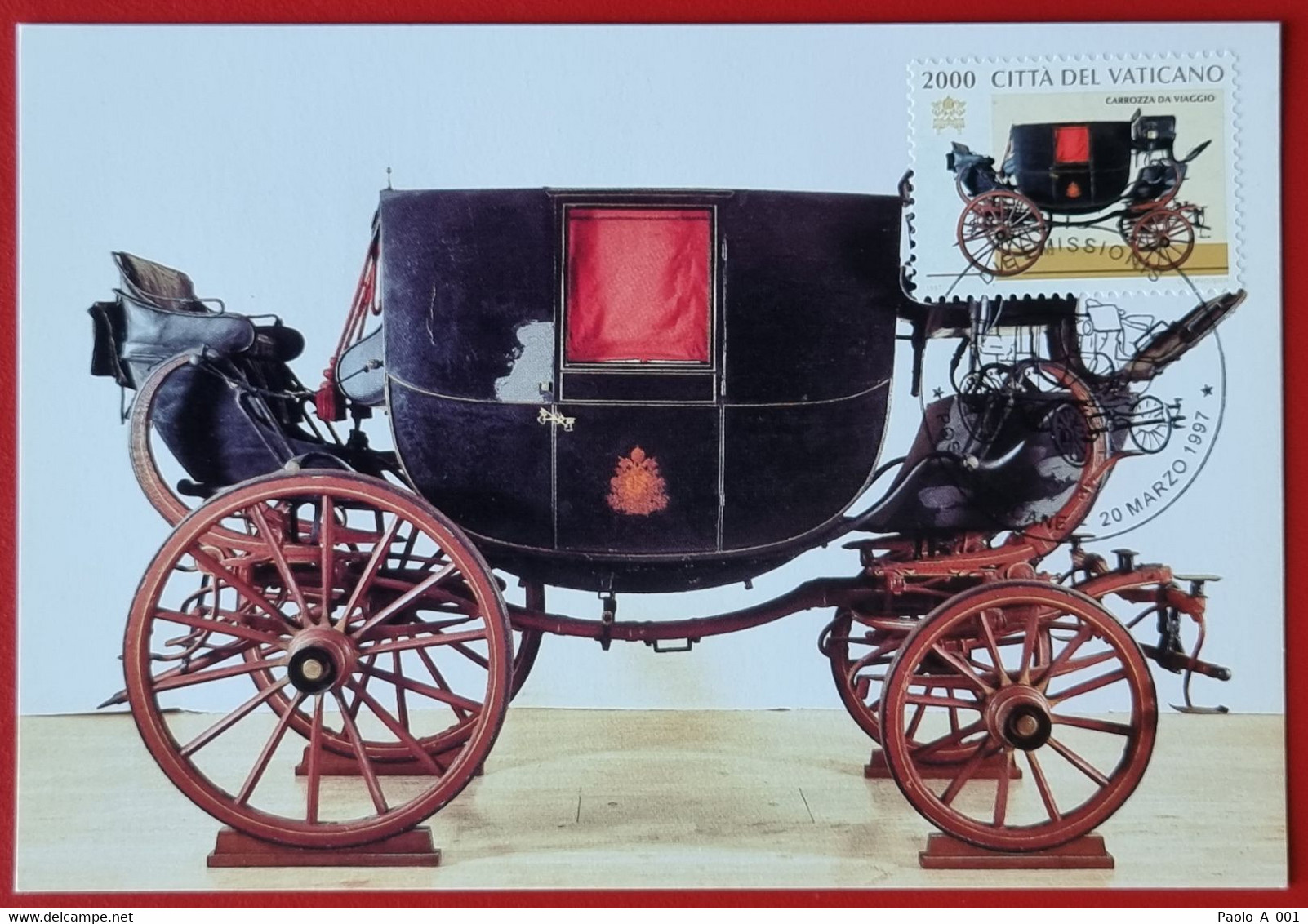 VATICANO VATIKAN VATICAN 1997 CAROZZE AUTO PONTIFICE POPE COACH CARS LIMOUSINE MAXIMUM-CARD FERDINANDO II - Covers & Documents