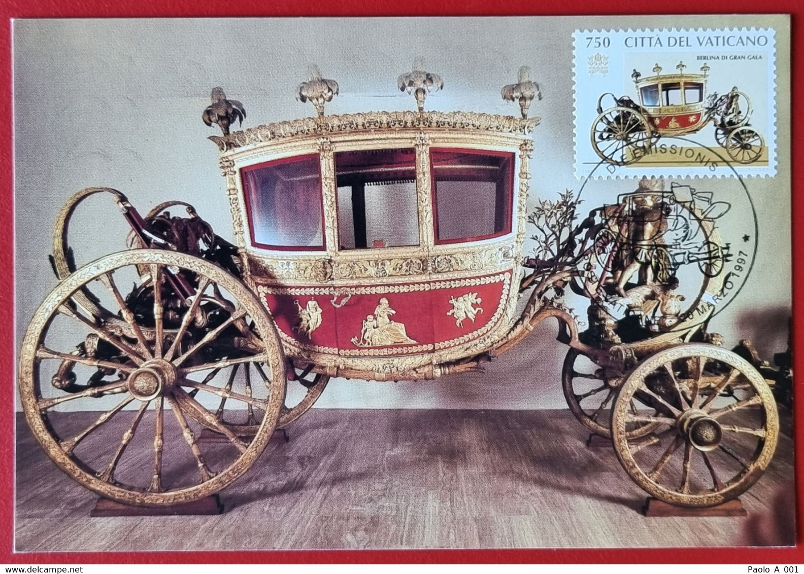 VATICANO VATIKAN VATICAN 1997 CAROZZE AUTO PONTIFICE POPE COACH CARS LIMOUSINE MAXIMUM-CARD BERLINA GRAN GALA LEO XII - Lettres & Documents