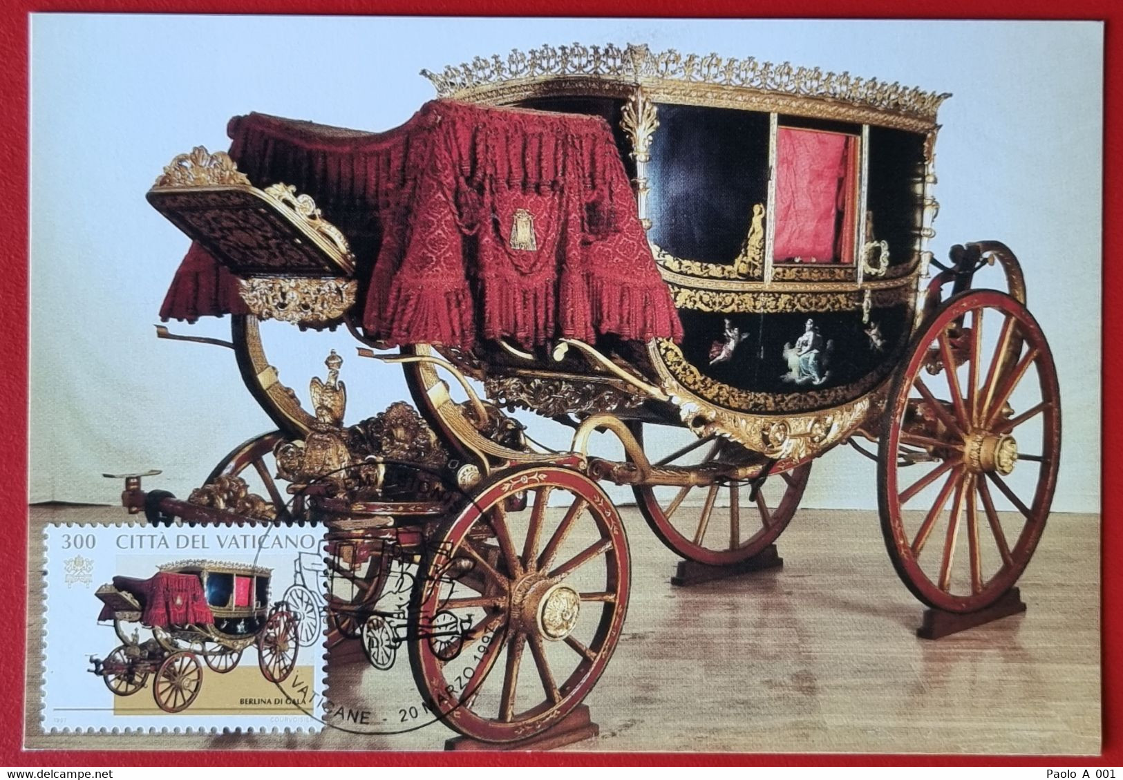 VATICANO VATIKAN VATICAN 1997 CAROZZE AUTO PONTIFICE POPE COACH CARS LIMOUSINE MAXIMUM-CARD BERLINA CARDINALE BONAPARTE - Brieven En Documenten