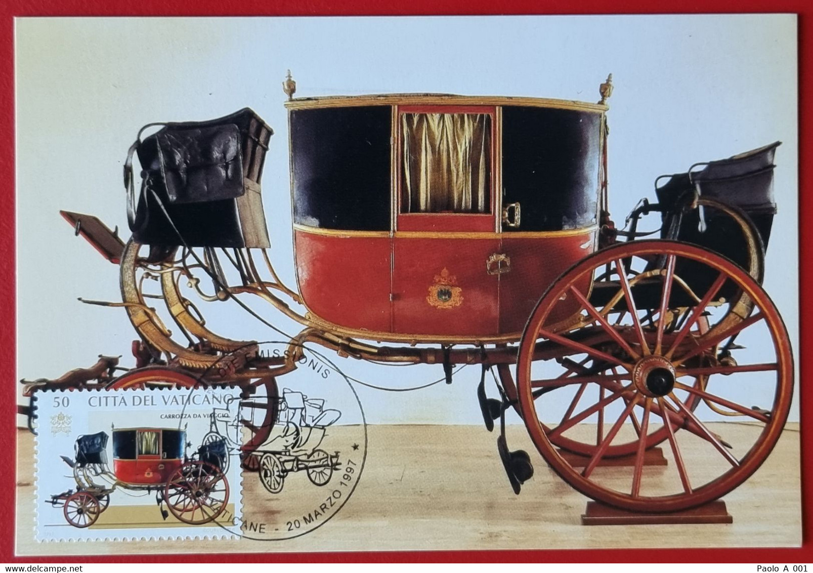 VATICANO VATIKAN VATICAN 1997 CAROZZE AUTO PONTIFICE POPE COACH CARS LIMOUSINE MAXIMUM-CARD - Storia Postale