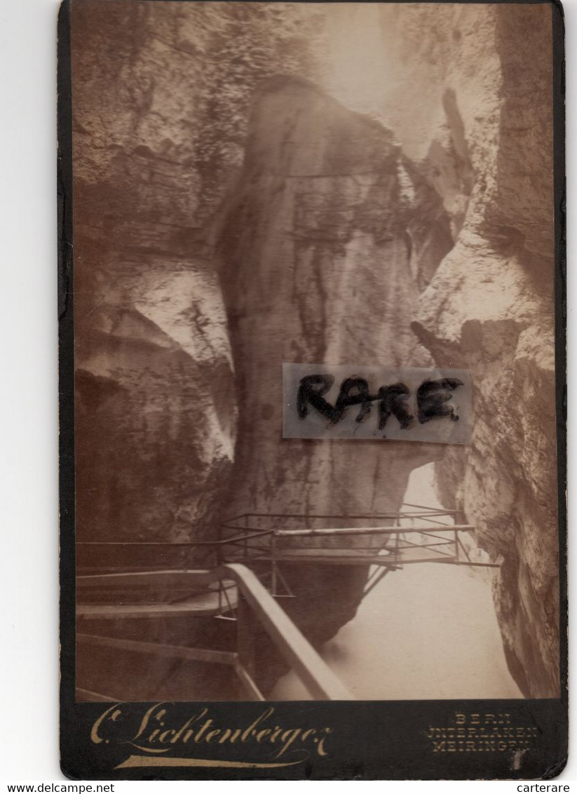 PHOTO ANCIENNE,1880,C LICHTENBERGER,SUISSE,SWITZERLAND,SWISS,HELVETIA,SCHWEIZ ,BERN,INTERLAKEN,MEIRINGEN,ROUTE,RARE - Berne