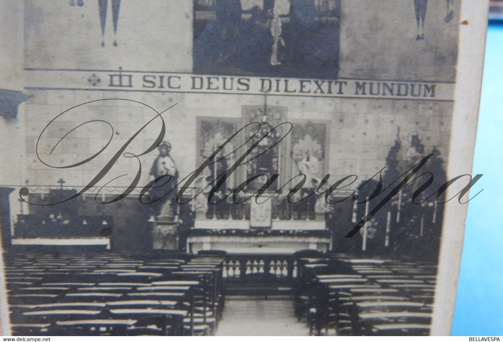 Carte Photo Precurseur Kuregem Cureghem Anderlecht Eglise  "Sic Deus Dilexit Mundum".Kerk Eglise - Chiese E Cattedrali