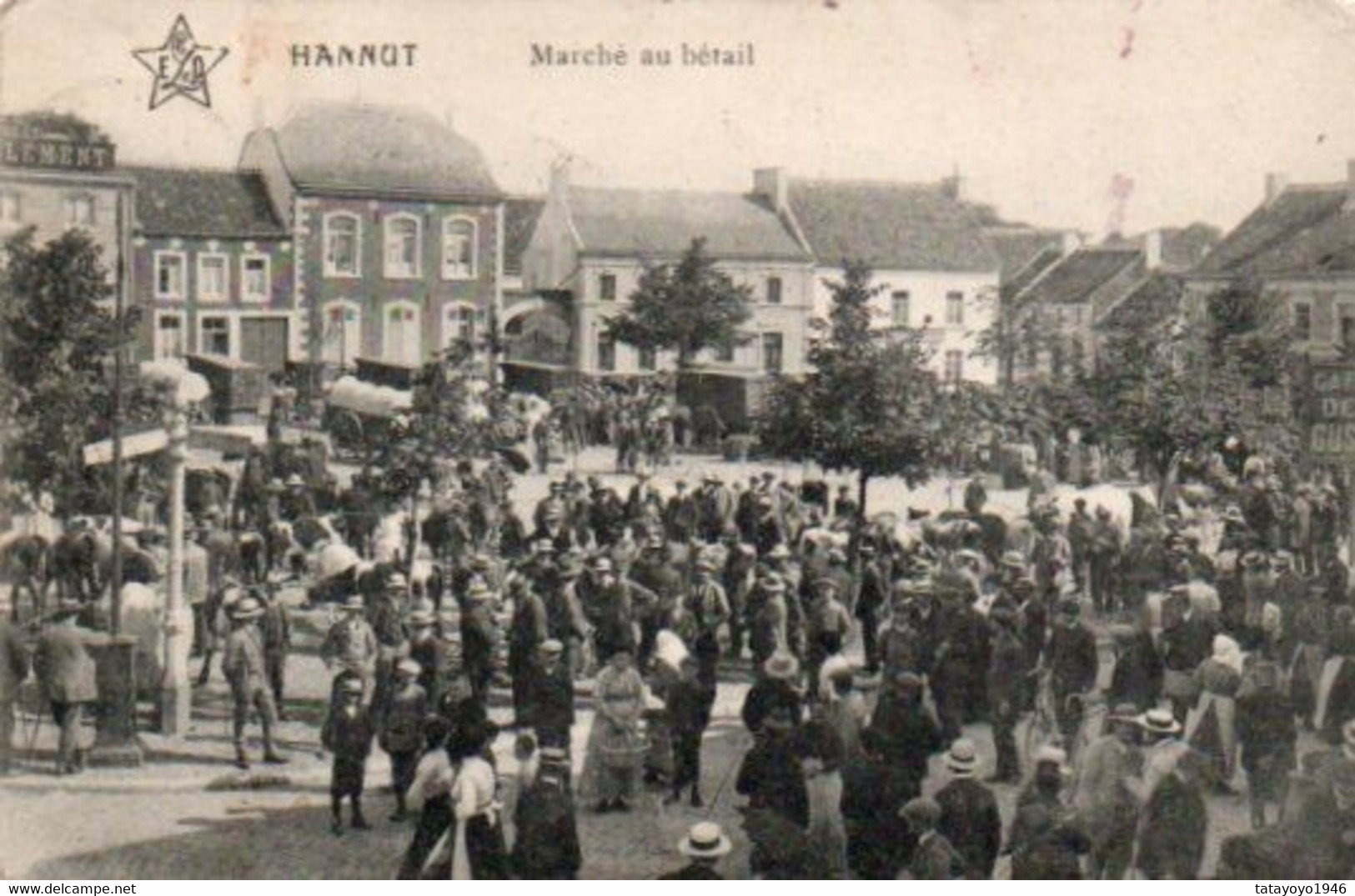 Hannut  Marché Au Bétail Super Animée  Cachet Militaire Voyagé En 1915 - Hannut