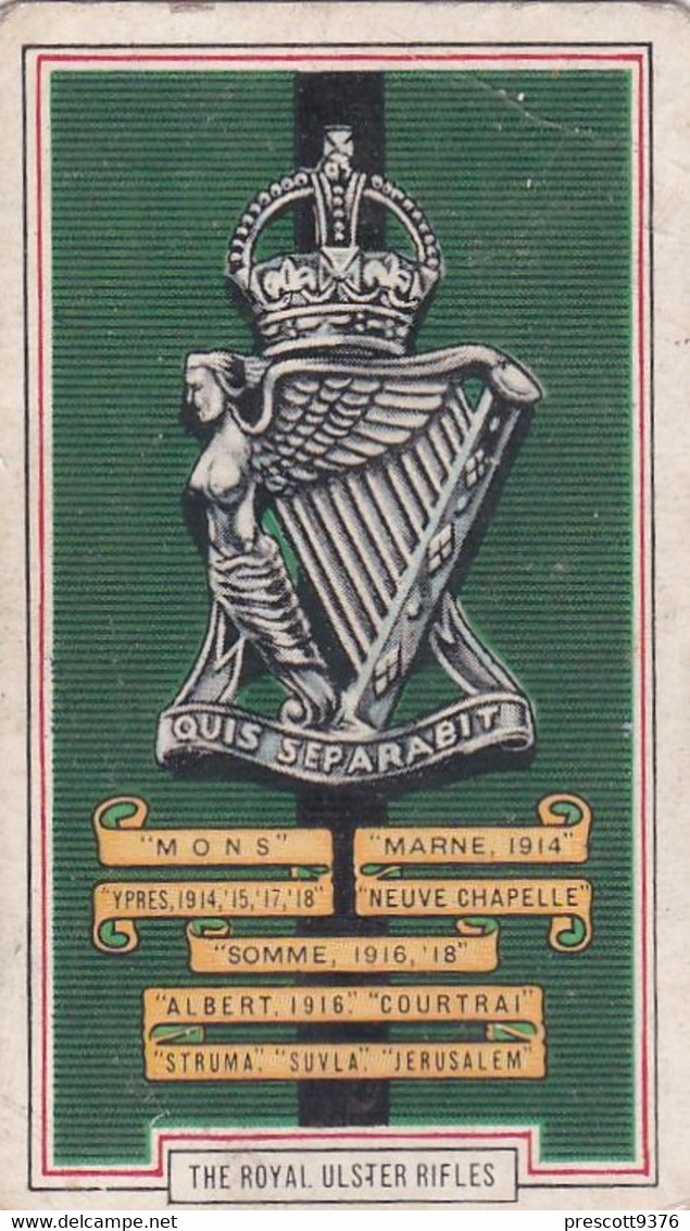 Army Badges 1939 - 26 Royal Ulster Rifles - Gallaher Cigarette Card - Original - Military - Gallaher