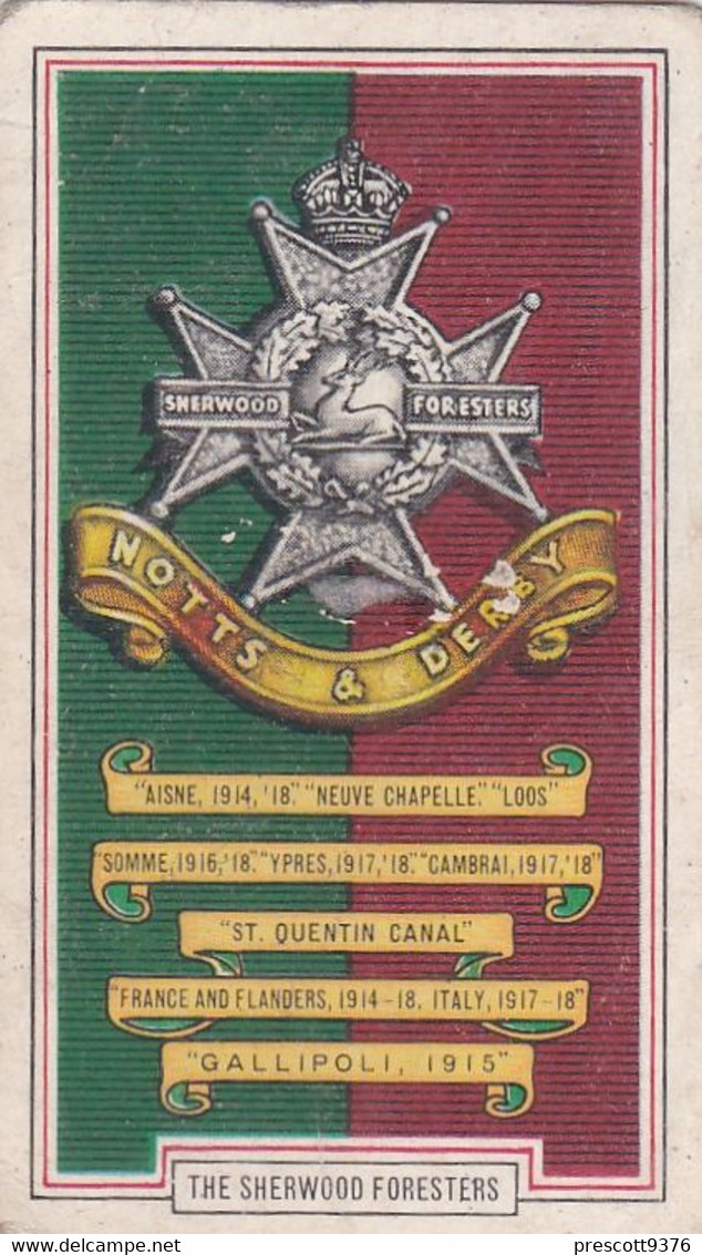 Army Badges 1939 - The Sherwood Forresters - Gallaher Cigarette Card - Original - Military - Gallaher