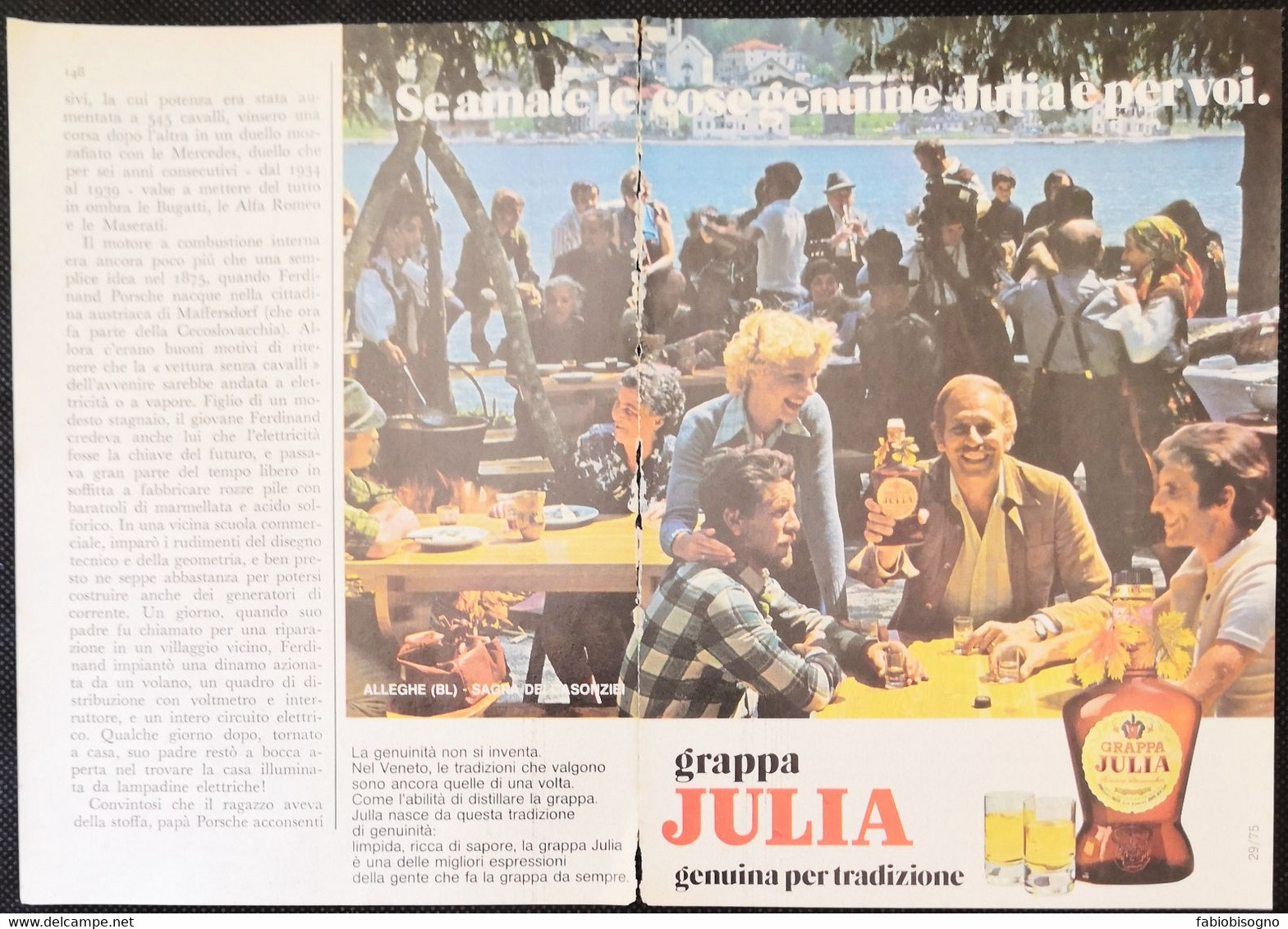 1975 - Grappa JULIA  ( Alleghe  Sagra Dei Casonziei )- 2 Pag. Pubblicità Cm. 13 X 18 - Spiritueux